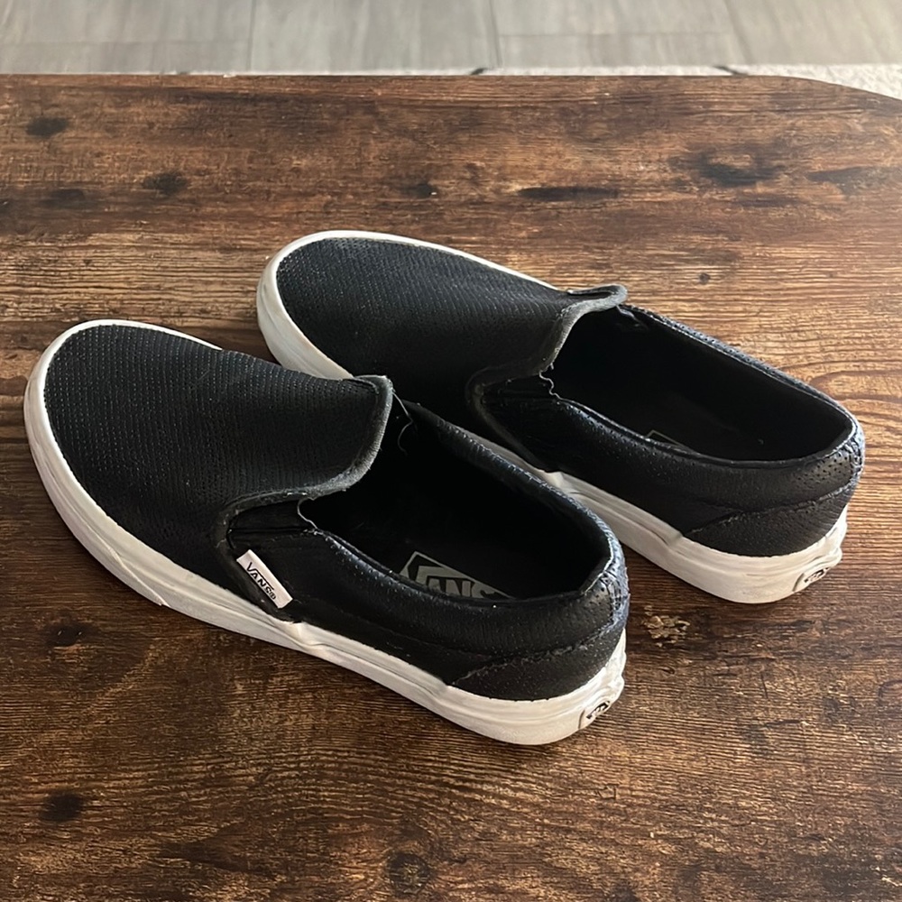Black Leather Slip On Vans Size 7